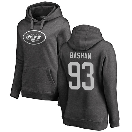 New York Jets Ash Women Tarell Basham One Color NFL Football #93 Pullover Hoodie Sweatshirts->women nfl jersey->Women Jersey